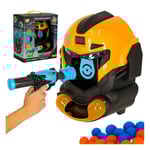 Målskytte robothuvud arkadspel set pistol + bollar