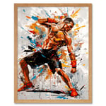 Martial Arts Kickboxer Athlete Splat Paint Art Art Print Framed Poster Wall Decor 12x16 inch