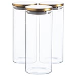 Argon Tableware Glass Storage Jars with Metal Lids - 1.5 Litre - Pack of 3