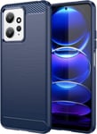 Pour Xiaomi Redmi Note 12 Cover, Silicone Ultra-Mince Tpu Souple En Fibre De Carbone Housse Avec Antichoc Et Anti-Scratch Étui Pour Xiaomi Redmi Note 12-Bleu