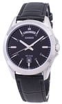 Casio Analog Day/Date Black Dial Genuine Leather MTP-1370L-1AVDF 50M Mens Watch
