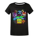 Geometry Dash T-shirt för barn, pojkar och flickor, kortärmad, sommartoppar, tee för barn Black 150cm