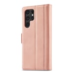 LC.IMEEKE Samsung Galaxy S22 Ultra Kotelo Korttitaskulla Flip Vaaleanpunainen