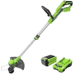 Greenworks Cordless Lawnmower 40V 35cm G40LM35,Grass Trimmer 40V 33cm G40LT33, Incl. 1 Battery 2Ah and Charger