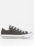 Converse Womens Leather Ox Trainers - Black, Black/White, Size 12, Women