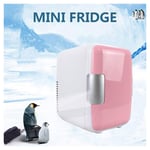Mini 4l Car Home Dual-use Small Refrigerator Ultra-quiet Low-noise Car Fridge Freezer Cooling Heating Box Refrigerator (Color : Pink)