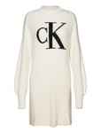 Ck Intarsia Loose Sweater Dress Dresses Knitted Dresses White Calvin Klein Jeans