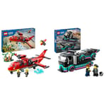 LEGO City Fire Rescue Plane Toy for 6 Plus Year Old Boys, Girls and Kids Who Love Imaginative Play & City Race Car and Car Carrier Truck Toy, Vehicle and Transporter Building Set