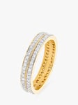 L & T Heirlooms Second Hand 9ct Yellow Gold Double Row Diamond Band Ring, Gold/Silver