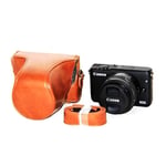 Canon EOSM,EOSM2,EOSM10 Läckert skydd i läder - Ljus brun