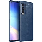 OPPO Reno 5 Pro+ 5G Case, Midcas Litchi Skin Anti-slip Resilient TPU Armor Ultimate Protection Case Cover for OPPO Reno 5 Pro Plus 5G Blue