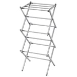 Jaonoon 3 Tier Heavy Duty Folding Space Saving Telescopic Airer, Indoor Outdoor Clothes Dryer Rack White/Grey By CRYTSTALS® (Grey)