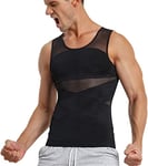 Débardeur de Compression Homme Maillot de Corps Gaine Ventre Plat Homme T Shirt Gainant Minceur sous-vêtements (Noir, XL)
