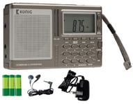 KNG PR31 Compact Multi-Band Digital World Radio Receiver. 4 Band: Shortwave, FM, MW (AM). PLL Radio. Alarm Clock Radio. LCD Digital Display (Batteries + Mains Electric Adapter INCLUDED) + Earphones
