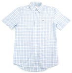 Lacoste Check Shirt Mens White Blue Short Sleeved Size Small to Medium