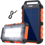 Solar Power Bank 20000mAh, Portable Solar Charger with 2 Outputs and LED Flashlights, High Capacity Waterproof Solar Panel Battery Charger Fast Charging Battery Pack for Smartphones Tablets Outdoors
