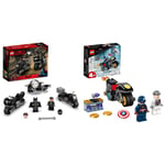 LEGO 76179 DC Batman & Selina Kyle Motorcycle Pursuit, Motorbike Toys for Kids & 76189 Marvel Captain America and Hydra Face-Off Building Set, Super Hero Toy for Kids Age 4 + with Motorbike
