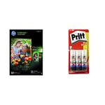 HP 1144922 Everyday Glossy Photo Paper, A4, 210 x 297 mm, 200 g/m2, 25 Sheets, White &Pritt Stick Original Glue Stick - Multi Pack 3 x 22g - Childproof and washable for paper, cardboard and felt