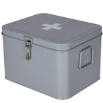 Clas Ohlson Lockable First Aid Box - 26.4 x 21.5 x 17 cm, Grey, Industrial Style Medicine Chest with 6 Compartments