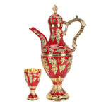 (Gold And Red)Metal Coffee Pot Set Decoration Retro Present For Creative Turkish