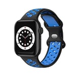 Compatible avec Apple Watch Bracelet 38mm 40mm 41mm Bracelet de rechange compatible avec iWatch Series 7 (41mm) SE Series 6/5/4 (40mm) Series 3/2/1 (38mm) - Noir Bleu