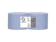 Aftørringsrulle Industri Papernet 2-Lag Perfo. Ø27.5Xb21.5Cmxl360m Genbrug Blå,2 Rl/Krt