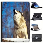 Fancy A Snuggle Wolf Howling Faux Leather Case Cover/Folio for the New Apple iPad 9.7" (2018 Version)
