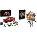 LEGO 10290 Icons Pickup Truck Building Set for Adults, Vintage 1950s Model with Seasonal Display Accessories, Creative Activity, Collector's Gift Idea & 10280 Icons Flower Bouquet, Artificial Flowers
