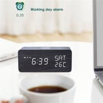 Tlily - Snooze RéVeil NuméRique TempéRature et Humidité led Horloge Electronique Smartphone 10W Chargeur (Couleur Bois)