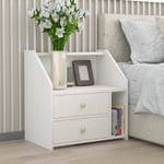 Vanimeu Modern Bedside Tables with 2 Drawers Nightstand Unit Cabinet White Side Table for Bedroom Living Room (2 Drawers with Storage)