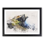 Big Box Art Lighthouse in The Isle of Skye Watercolour Framed Wall Art Picture Print Ready to Hang, Black A2 (62 x 45 cm)