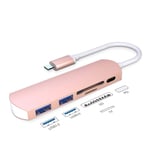 HOVEYO USB-C Hub, Type-C Hub with USB 3.0 Ports, PD Power Port, USB-C Power Delivery, SD/TF Card Reader, Portable for Mac Pro and Other Type-C Laptops (USB 3.0 X 2 and TF+SD+PD, Rose Gold)