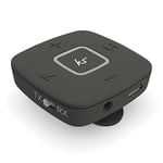 KitSound Bluetooth Wireless Music Adaptor 2, Bluetooth Headphones Adaptor/Transmitter Receiver, Convert Any Speaker, Headphones, TV, Radio, Laptop or More into a Bluetooth Compatible Device, Black