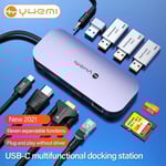 YHEMI MC811 HUB 11 i 1 Type-C HUB, ljudgränssnitt/USB3.0/USB2.0/PD/HDMI/VGA/Gigabit LAN/SD/TF för Huawei P40Pro, Mate30, Samsung S8