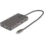 StarTech.com Adaptateur Multiport USB-C - Dock de voyage HDMI 4K 30Hz ou VGA - Hub USB 3.0 5Gbps - 100W Power Delivery - SD/Micro SD - GbE - Mini Dock USB Type-C - 30cm (DKT30CHVSDPD)