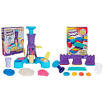 Kinetic Sand, Soft Serve Station with 396g of Play Sand (Blue, Pink and White) & Rainbow Mix Set with 3 Colours of Kinetic Sand (382g) and 6 Tools, for Kids Aged 3 and Up