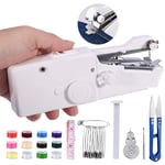 Mini Sewing Machine, Handheld Stitch Machine Portable Electric Stitch with Extra Sewing Accessaries, Electric Sewing Machine Household Tool for DIY Clothes Crafts and Home Travel (White)