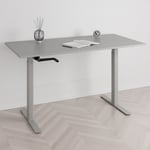 Höj och sänkbart skrivbord, vev, grått stativ, grå bordsskiva 180x80cm