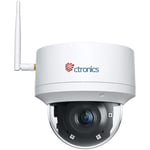 Ctronics 2K 4MP Caméra Surveillance WiFi Extérieure Dôme Caméra IP Détection Humaine Suivi Automatique Alarme Audio (Blanc)