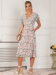 Jolie Moi Kaylynn Floral Flared Midi Dress, Pink/Multi
