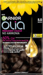 Garnier Olia Permanent Hair Dye, up to 100% Grey Hair Coverage, No Ammonia, 5.0 