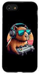 Coque pour iPhone SE (2020) / 7 / 8 Capybara Jouer à des jeux vidéo avec des lunettes de soleil Capybara Gaming