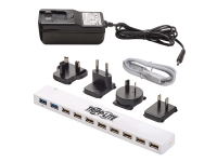 Tripp Lite 10-Port USB 3.0 / USB 2.0 Combo Hub - USB Charging, 2 USB 3.0 & 8 USB 2.0 Ports - Hubb - 2 x SuperSpeed USB 3.0 + 8 x USB 2.0 - skrivbordsmodell