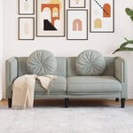 2-personers sofa med hynder velour lysegrå