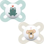 MAM Start Soothers 0-2 Months (Pack of 2), Baby Soothers with Self Sterilising T