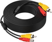 MONDODIGITALE-Cctv Vidéo Cable Rallonge Rca Jack Câble + Dc D'Alimentation 2.1X5.5Mm Plug 2-In-1 Pour Recul Voiture Prise Phono Connecteur Caméra Moniteur 15M 50Ft