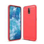 COTDINFORCA for Nokia 2.3 Shell Case, Soft Silicone TPU Brushed Carbon Fiber Back Design Light Cover Scratch Resistant Shockproof Slim Phone Case For Nokia 2.3 Red-LS-SSD.