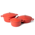 2pc Non-Stick Casserole Dish Set with 4L Shallow Casserole Dish and 2.5L Casserole Dish, Red