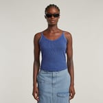 Spaghetti Strap Rib Top - Medium blue - Women