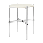 Gubi TS salongbord polert stål Ø 40 Neutral white travertine